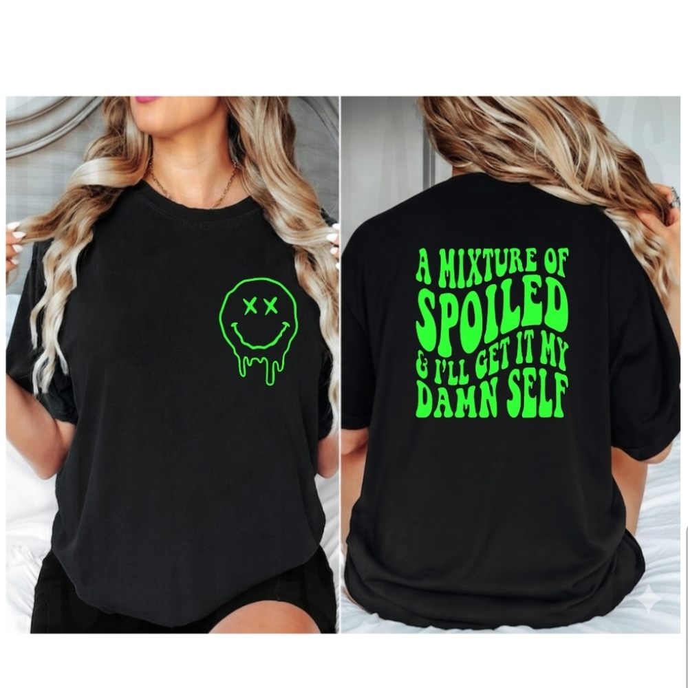 Spoiled and get it myself shirt retro cute popular trendy Lime Green